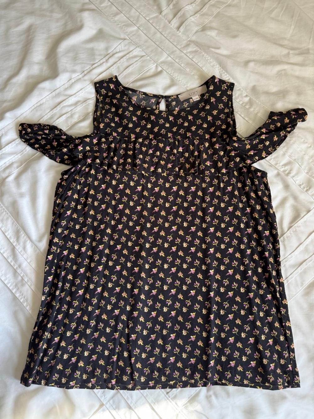 LOFT Floral Cold-Shoulder Blouse